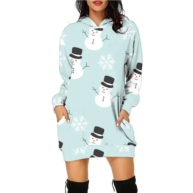 Women's Fashion Casual Printing Christmas Holiday Party Sweater Dress Swy090216 M - Shop at LoveMi