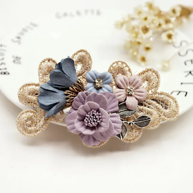 Handmade Bow Hair Accessories Barrettes Hair Ring Pearl Elegant Girl Headdress Flower Light Purple Spring - Shop at LoveMi