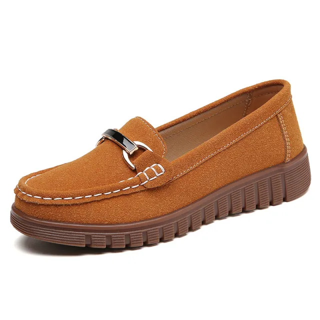 Women's British Style Flat Shoes Brown - Shop at LoveMi