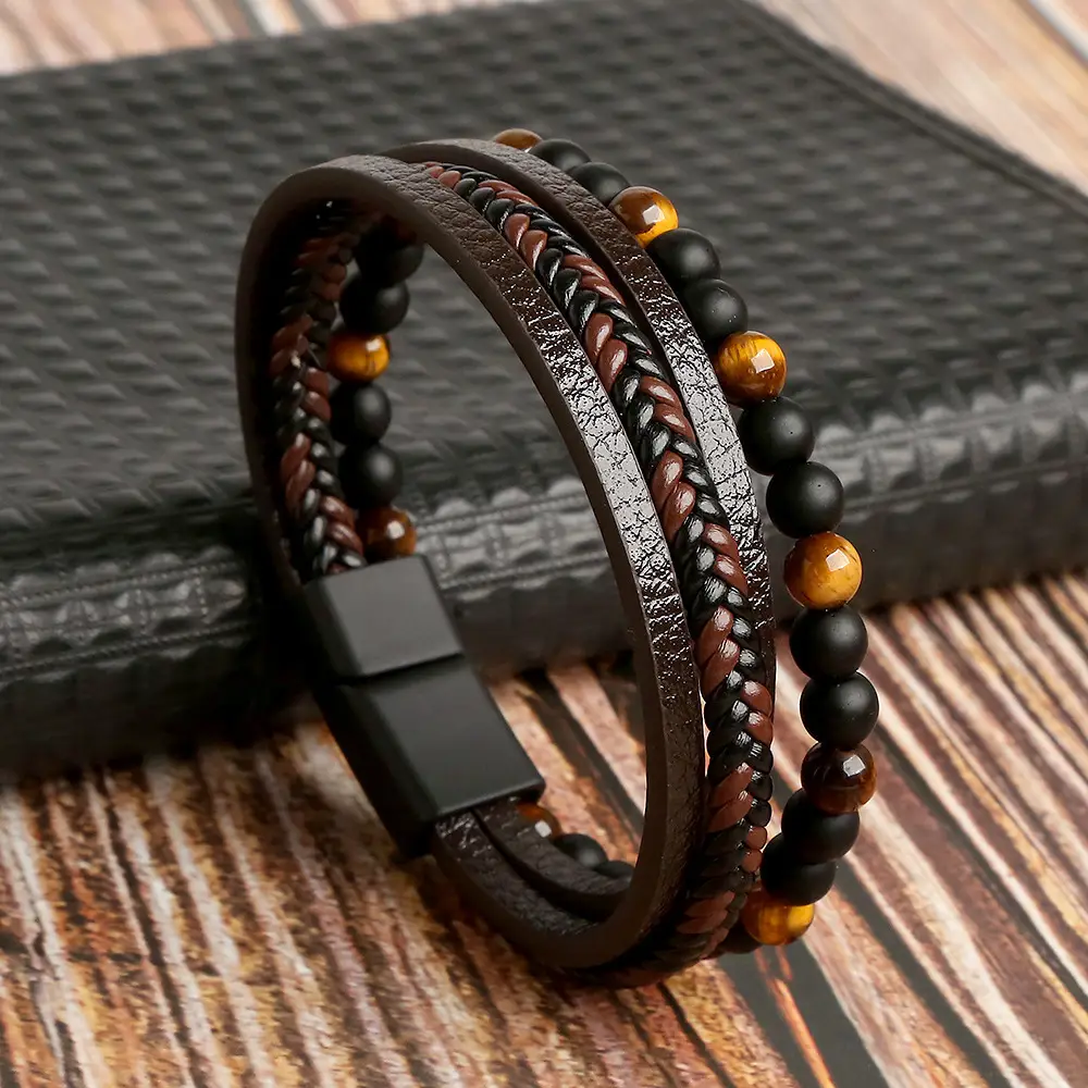 Multi-layer Hand Woven Bracelet Natural Stone Alloy