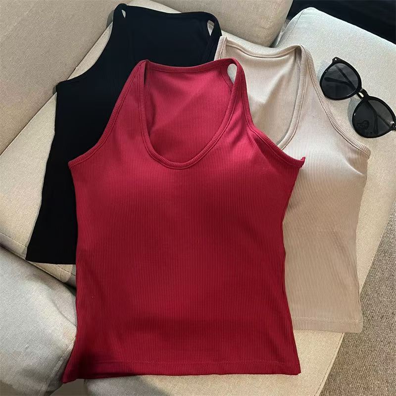 Hanging Neck Pure Want Beauty Back Solid Color Wrapped Chest Tube Top Bottoming Inner Fixed Cup