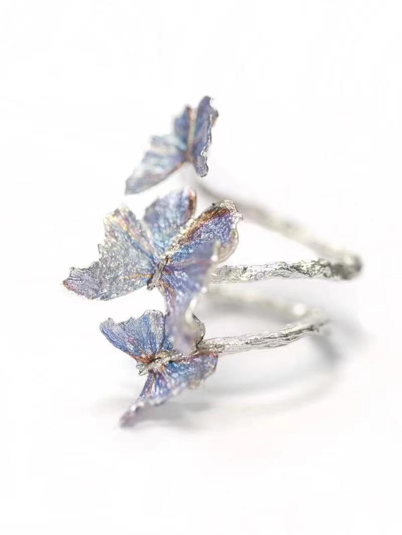 Female Butterfly Enamel Cold Wind Ring