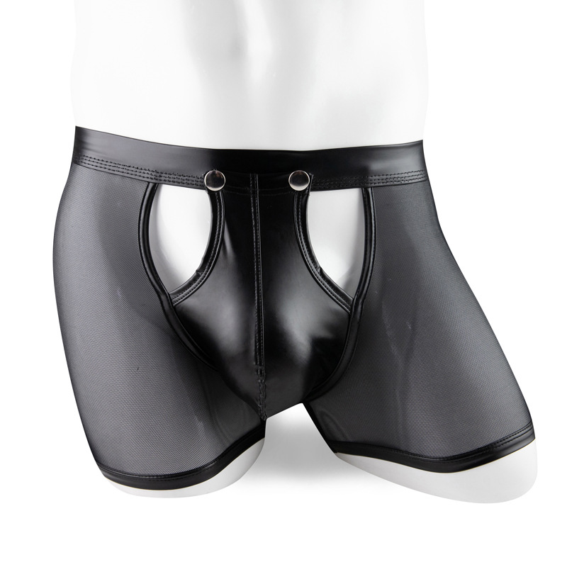 Men's Underwear Patent Leather Stitching Mesh
