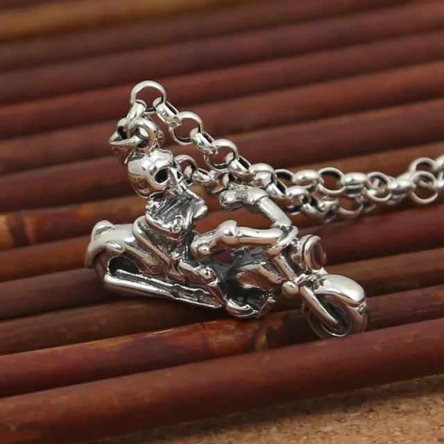 S925 Sterling Silver Fashion Vintage Punk Style Skull Knight Pendant Single Pendant - Shop at LoveMi