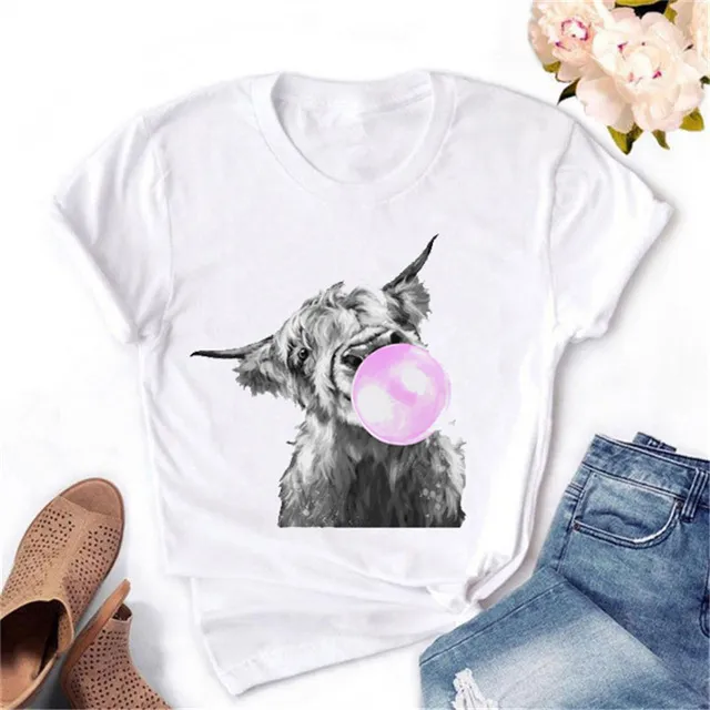 Women's Animal Balloon Printed Short Sleeve A01421 - Shop at LoveMi