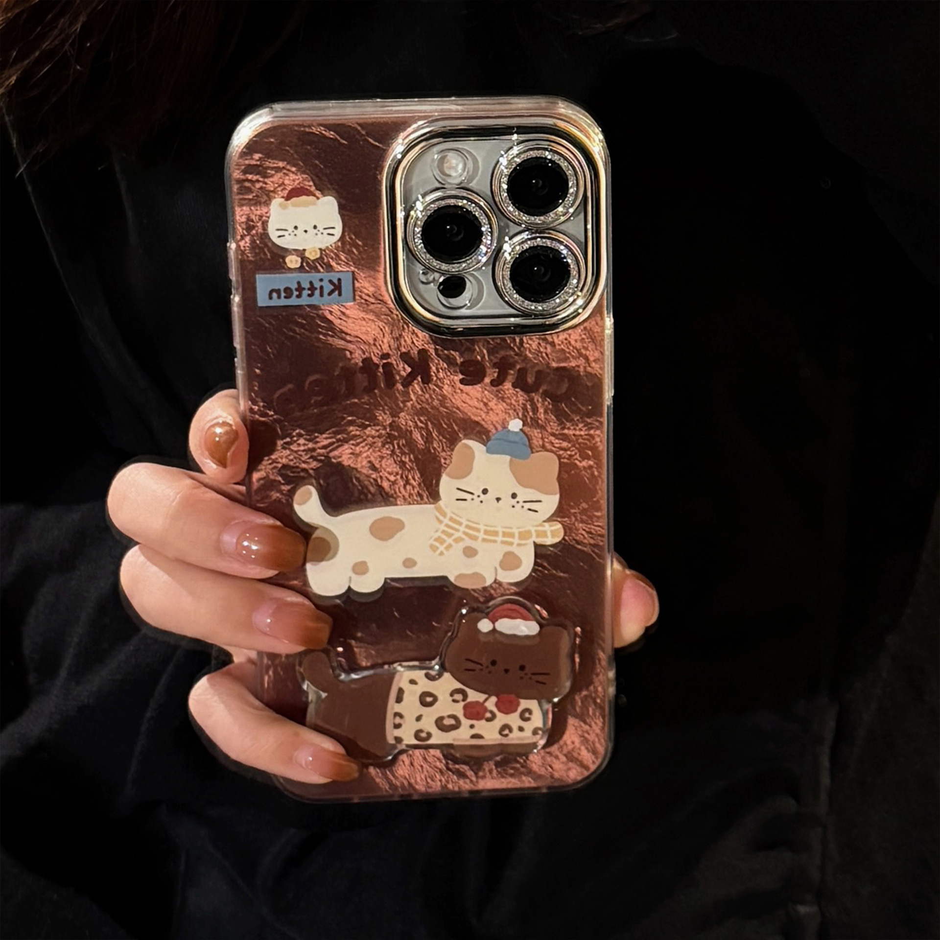 Adorable Brown Cat Phone Case With A Stand