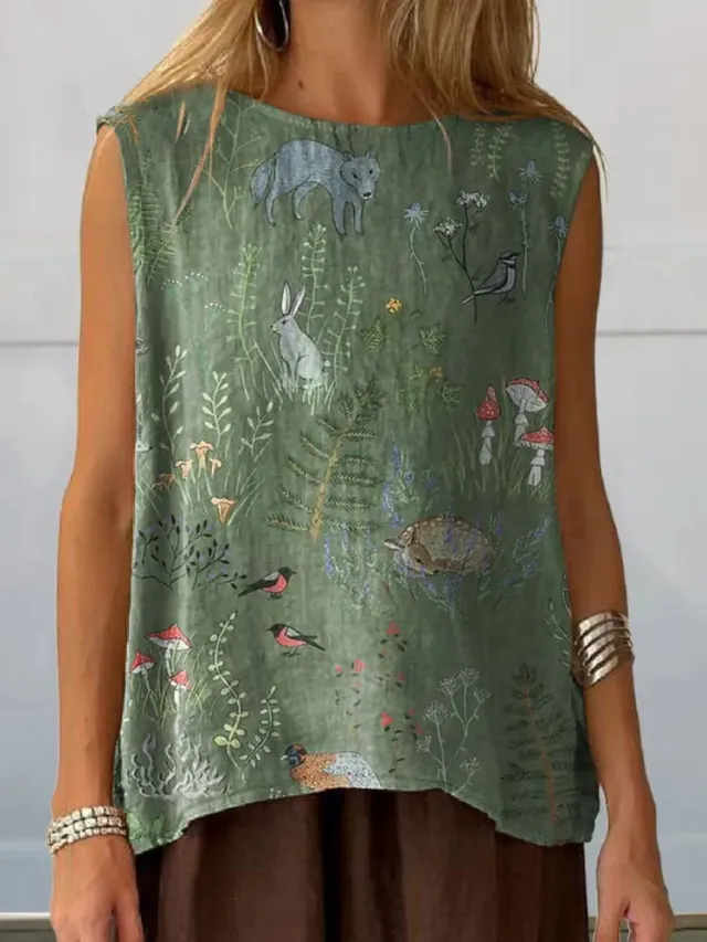 European And American Floral Cotton Linen Vest 5 Style - Shop at LoveMi