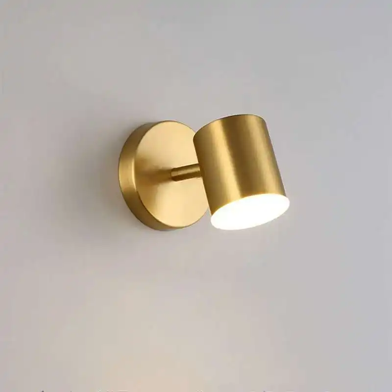 Bedside Simple Rotatable Light Luxury Golden Mirror Front Wall Lamp