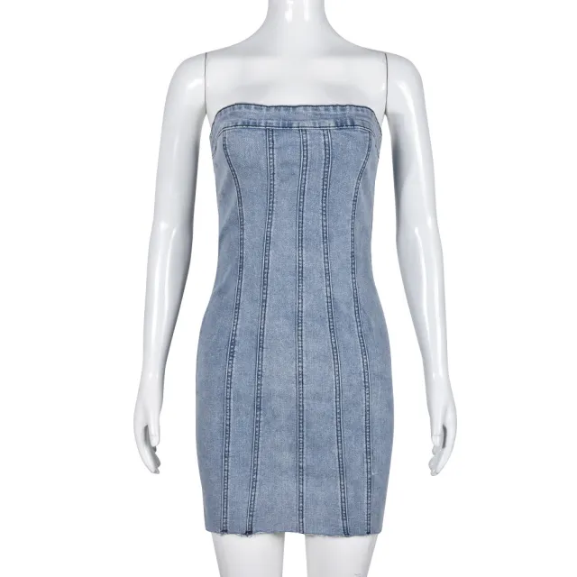 Women's Backless Wash Chest wrapped Dress Light Blue - Shop at LoveMi