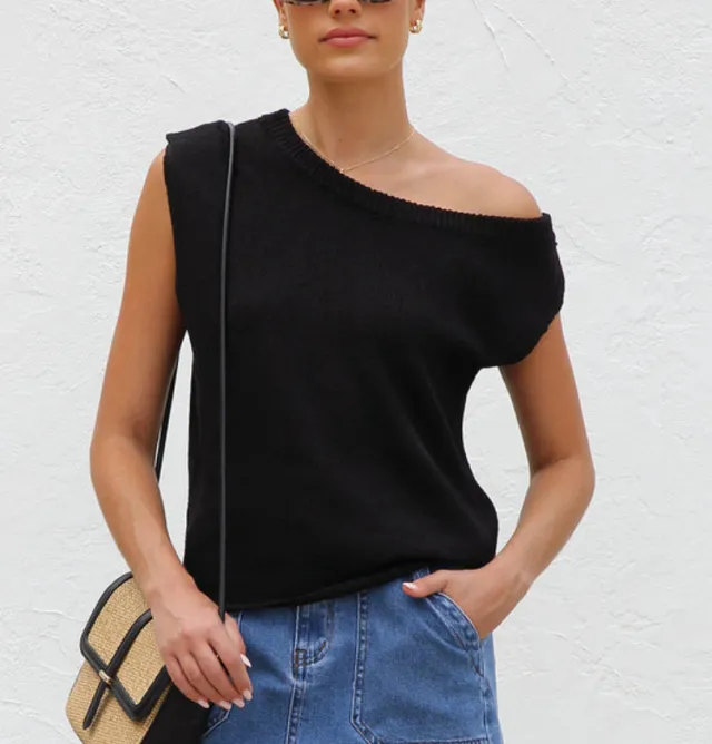 Knitted Y2g Summer Knitwear Sweater Pullover Top Black - Shop at LoveMi