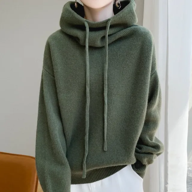 Women's Sweater Thicken Lazy Style All match Long sleeved Autumn Winter Warm Casual Sweater For Women Pine Green Thick 750G - Shop at LoveMi