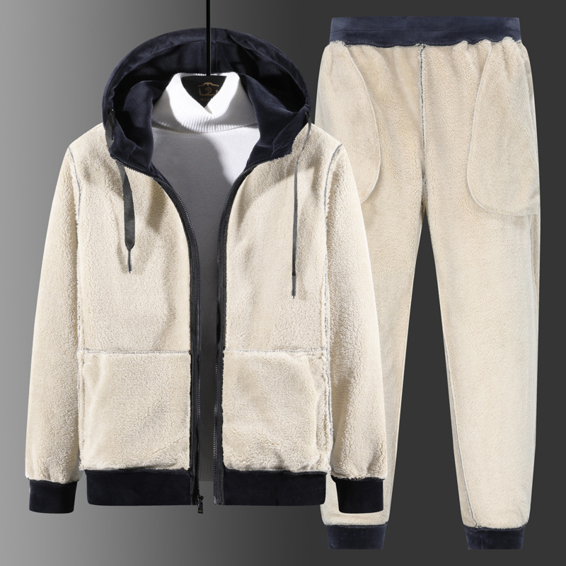 Winter Silver Fox Velvet Plus Size Sweatshirt And Sweatpants Two-piece Set - Image 1