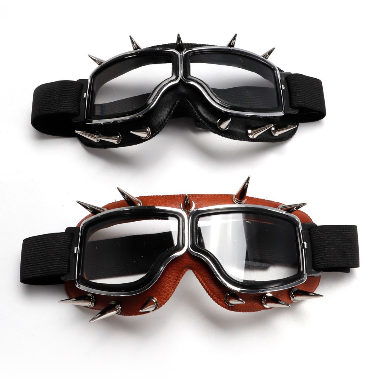 Retro Punk Rivet Windproof Goggles Leather Biker-Style Eyewear