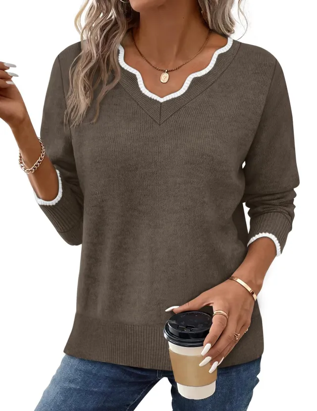 Womens Short Sleeve Sweater Simple Elegant Solid Color Knit Top Coffee - Shop at LoveMi