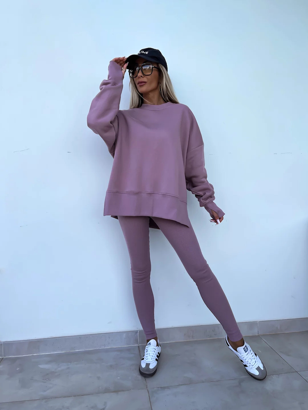 Casual Loose Sweater Suit with Tight Trousers. Product information: Color: apricot, red, khaki, pink, blue, purple, orange, green, black Sleeve type: regular sleeve Pants length: trousers Main fabric composition: Polyester (polyester fiber) Size: S,M,L,XL