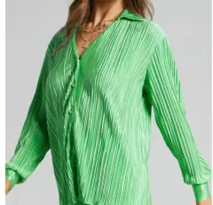 Spring And Summer European And American V-neck Bag Buckle Lapel Fashion Casual Set - Green - View 1