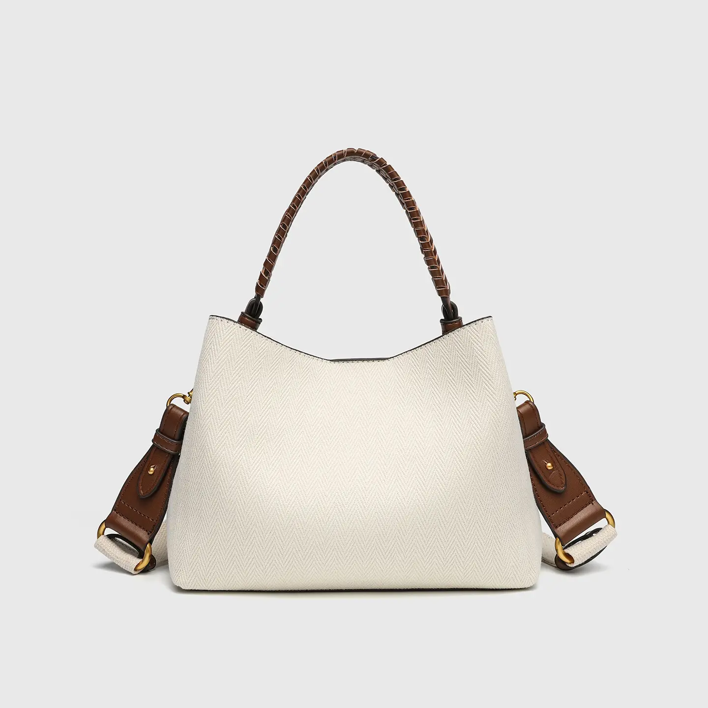 Handwoven Straw Bucket Bag - Women's Casual