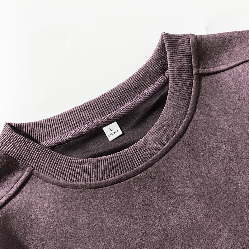 Suede-look Solid-color Casual Hoodie For Men 2