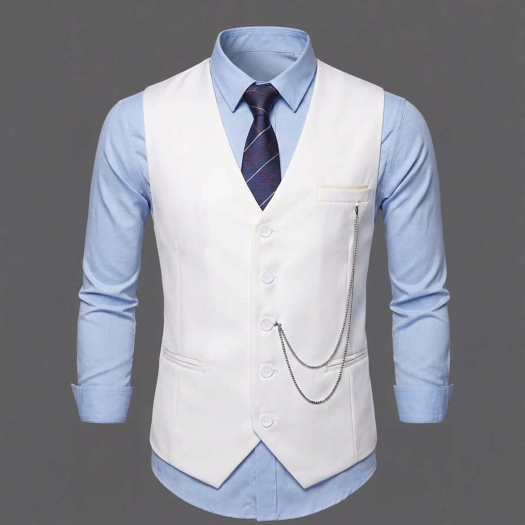 Men's Single-Breasted Suspender Suit Vest 4