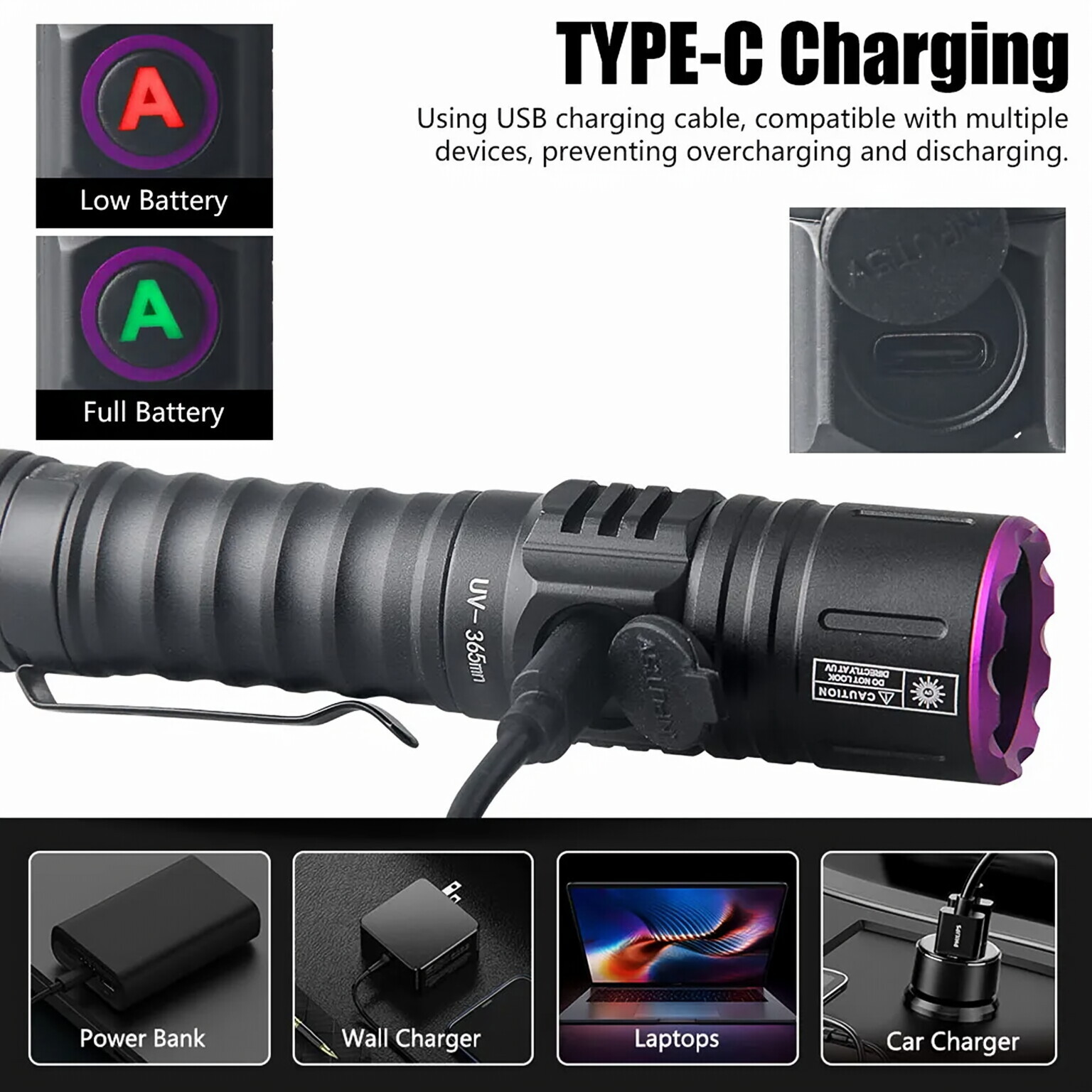 UV Amber Wax Identification Aluminum Alloy Portable Flashlight — foto 7