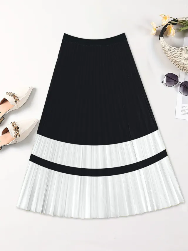Vacation Style Skirt Slimming Pleated Skirt Printed Printing 1 - Shop at LoveMi