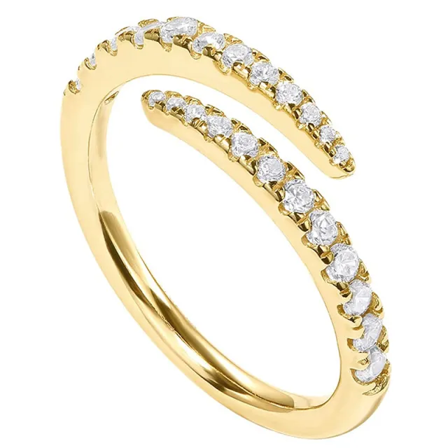 European And American Cross border Minimalist Zircon Ring For Women, Adjustable Opening Golden - Shop at LoveMi