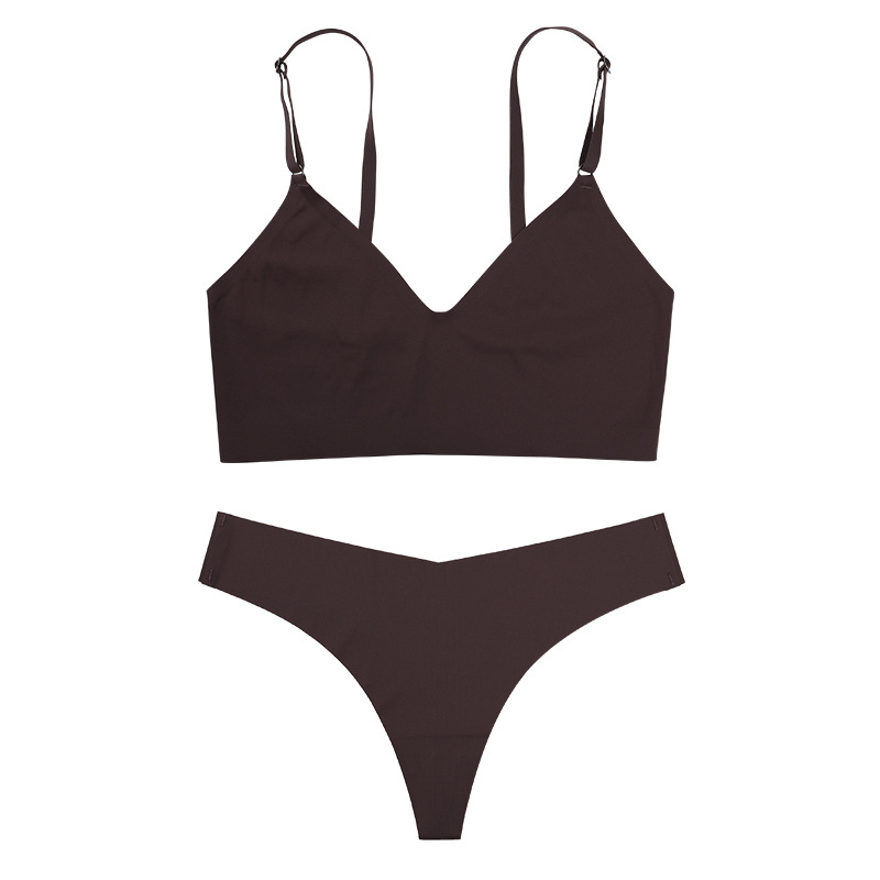 Women's Fashion Simple Solid Color Underwear Bra Set