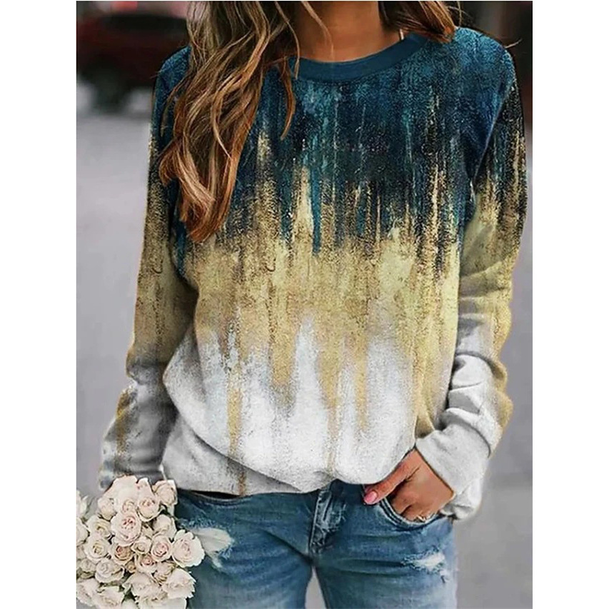 Title 7, Landscape Flower Floral Print Long Sleeve Pullover