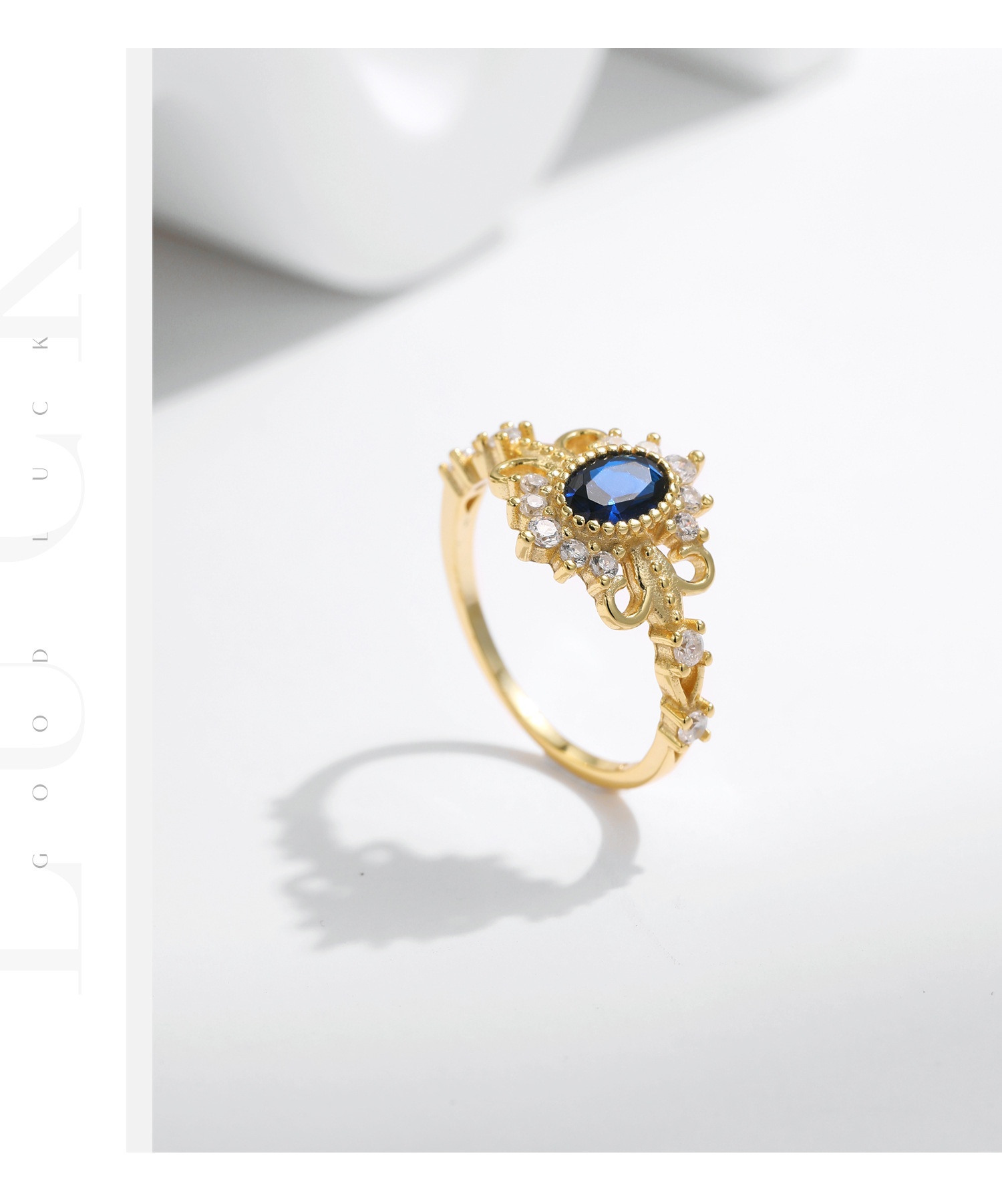 S925 Sterling Silver Light Luxury Crown Blue Treasure Ring For Women