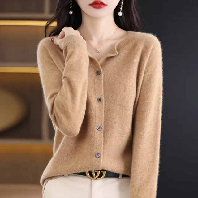 Autumn And Winter Bottoming Round Neck Long Sleeve Loose Top Golden Camel - Shop at LoveMi