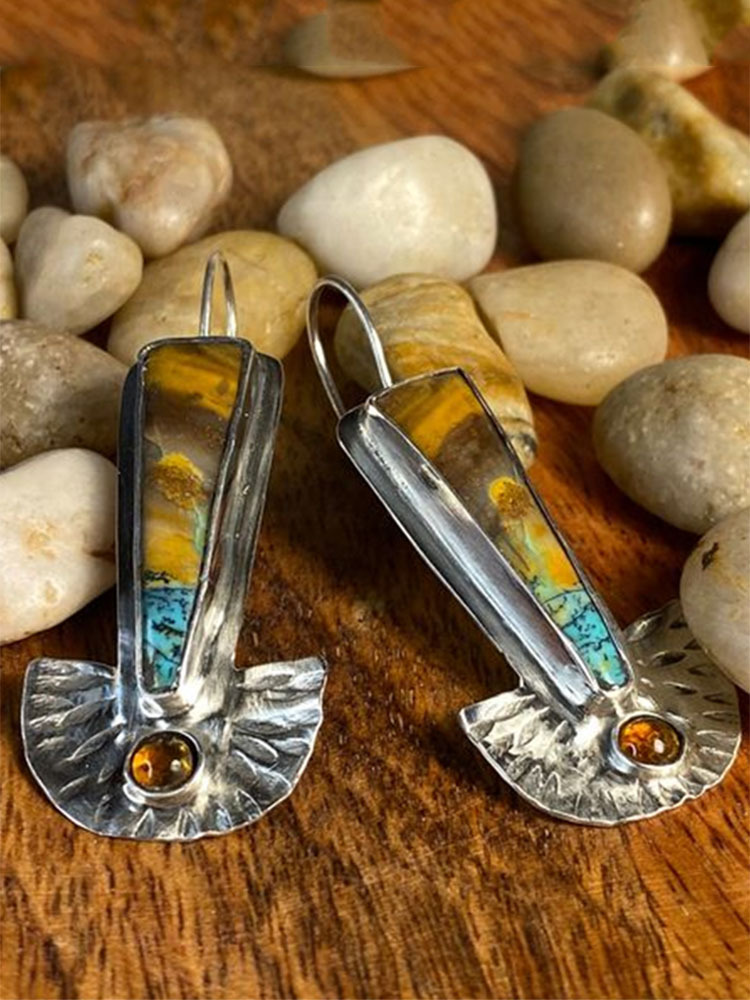 Vintage Geometric Enamel Earrings For Women