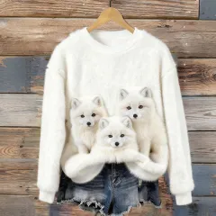 Womens Adorable Christmas Flannel Hoodie With Long Sleeves - 3 Style-L - View 1