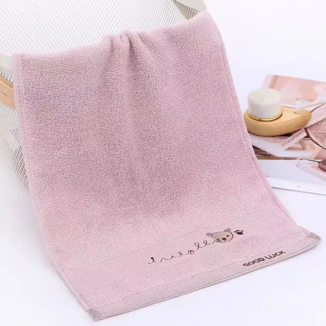 Bear Head Embroidery Cartoon Kindergarten 100 Cotton Towel Bear Pink - Shop at LoveMi