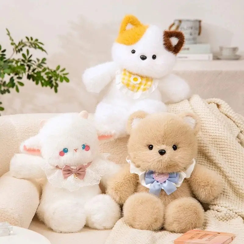 Three Flowers Cat Doll Lamb Plush Toy Pillow