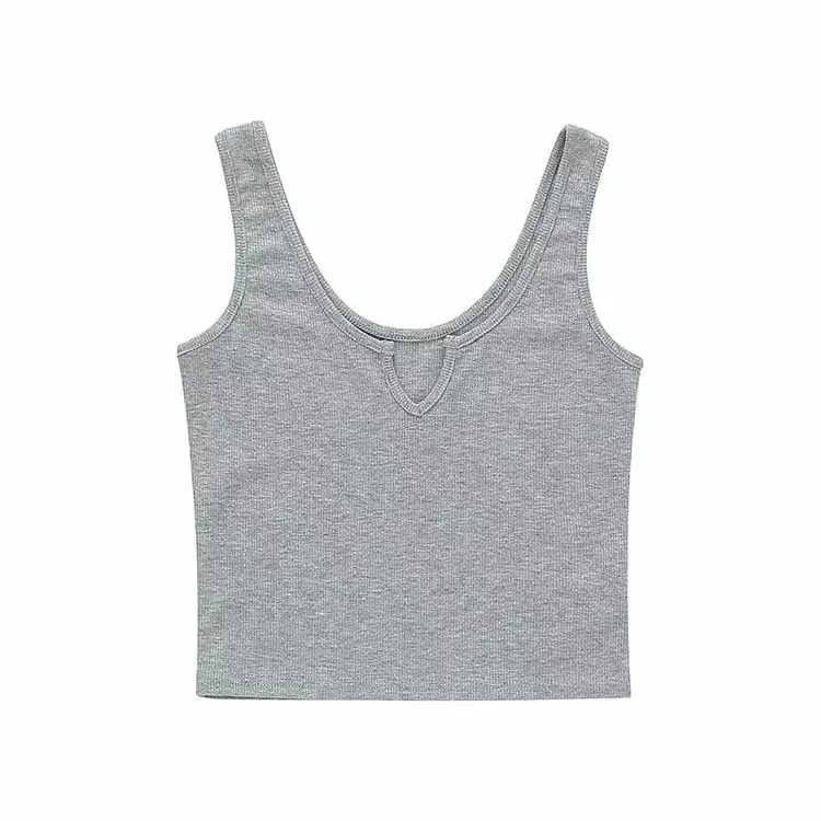 Basic All-matching Outdoor Vest Summer Ins Style American Retro Girl's Age-reducing Scheming Crop-top Spaghetti-strap Top - Gray
