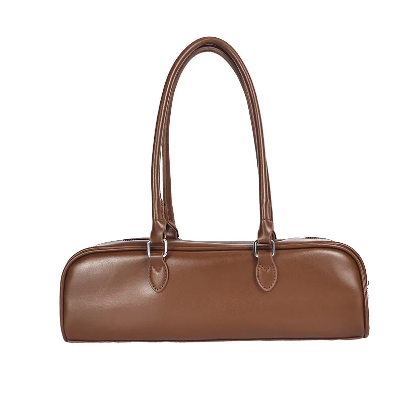 Bowling Women's High-grade Soft Leather Love Shoulder Bag Baguette Bag - Brown