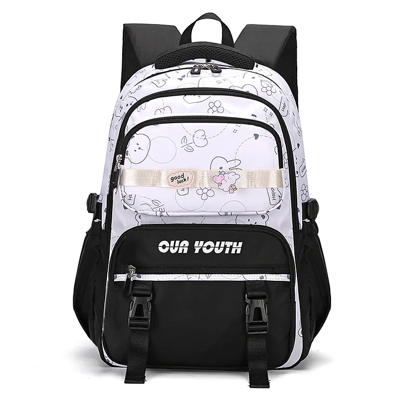 Cute Girl Lightweight Ins Style Large Capacity Lightweight Backpack - Black