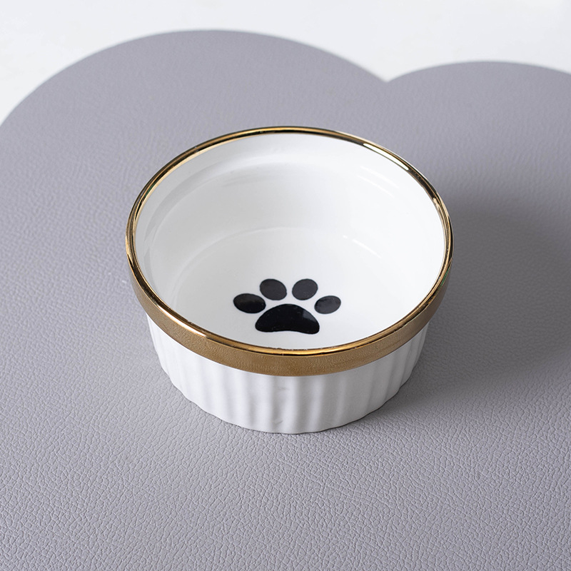 Single White Paw Print Bowl