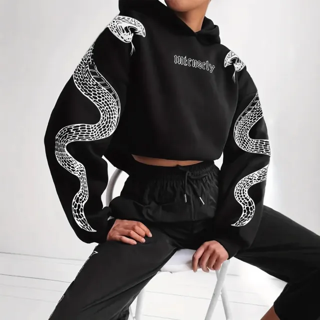 Printed Hooded Pullover Loose Retro Sweater A2590681 6Xl - Shop at LoveMi