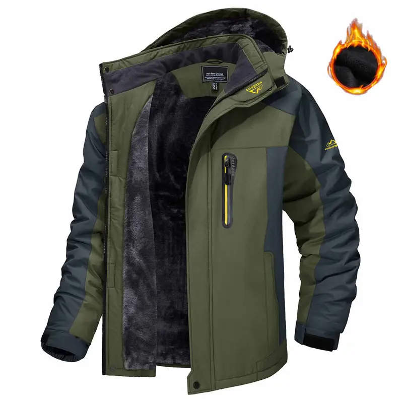 Winter Hooded Jacket Fashion Casual Warm Fleece Coat Windproof