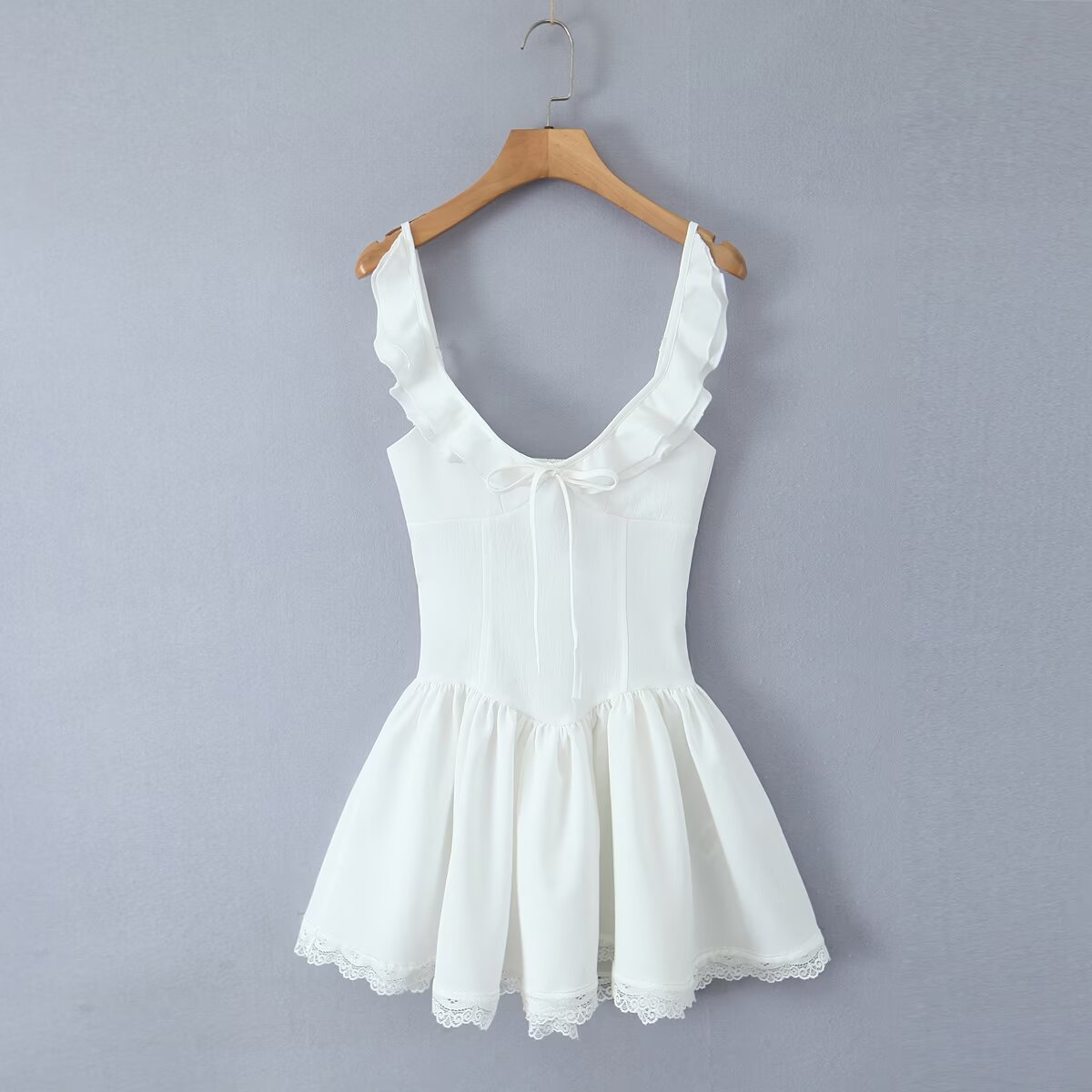 Spring New Women's Solid Color Pullover Sleeveless Side Strap Short Dress White - Shop at LoveMi