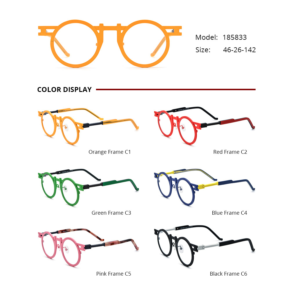 Colorful Ultra-light Pure Titanium Round Eyeglass Frames - Image 2