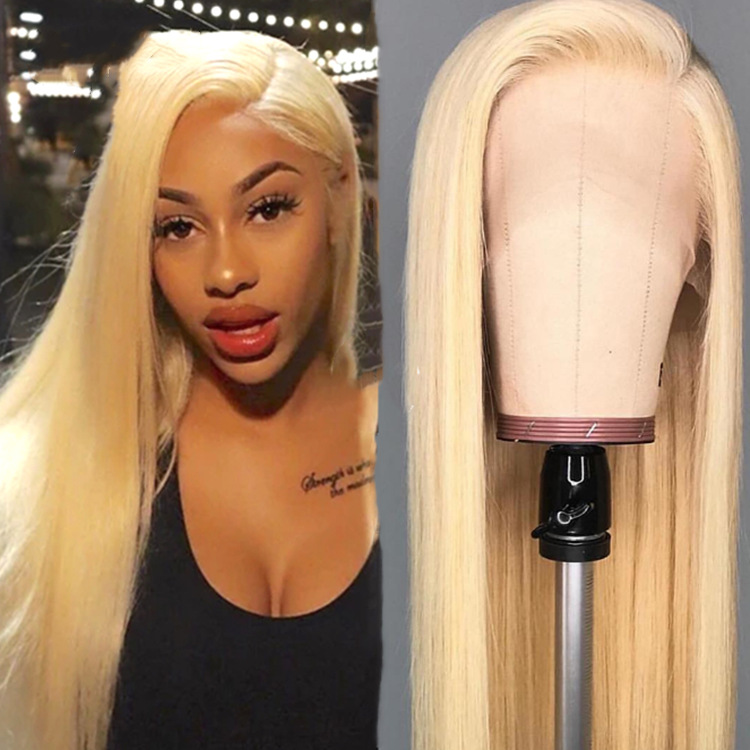 Front Lace Chemical Fiber Wig Matte Gold Long Straight Hair Golden Long Straight Hair - Shop at LoveMi