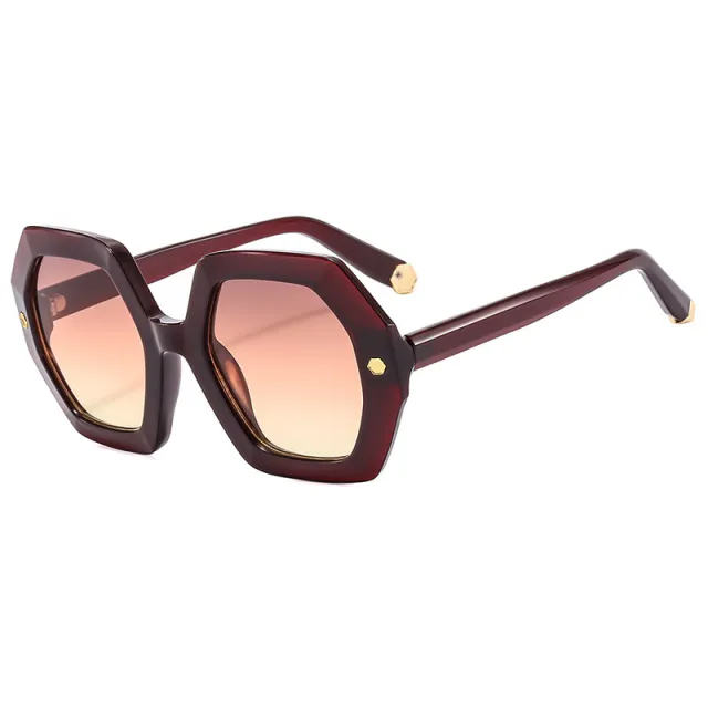 New Irregular With Personality Hexagonal Rivet Sunglasses For Women Red - Shop at LoveMi