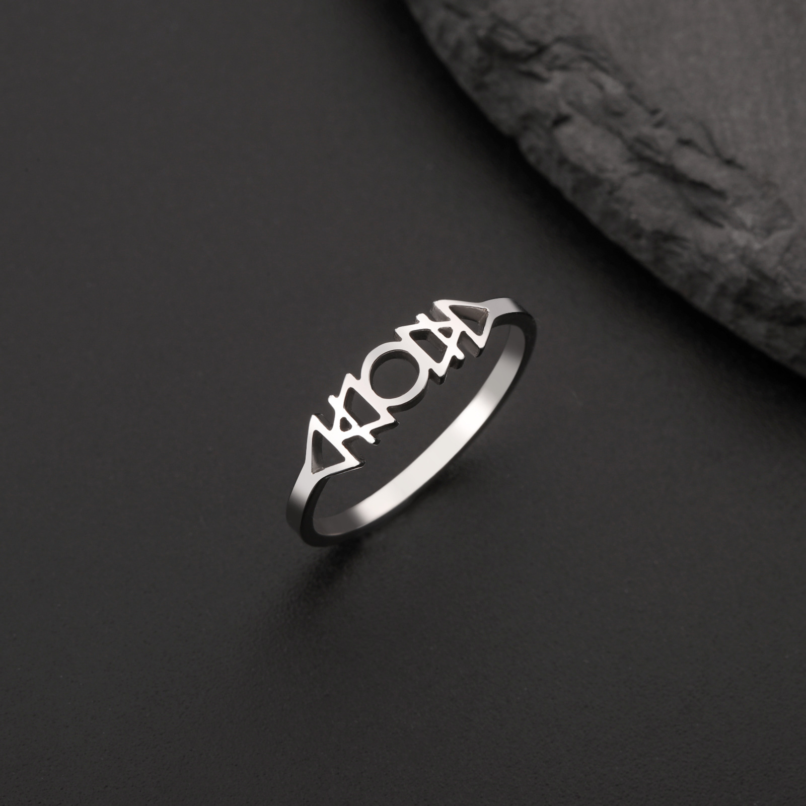 Fashion Stainless Steel Hollow Four Element Ring