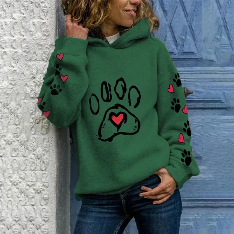 Women's Casual Cartoon Printed Hooded Sweatshirt - Ynt2362-6Xl