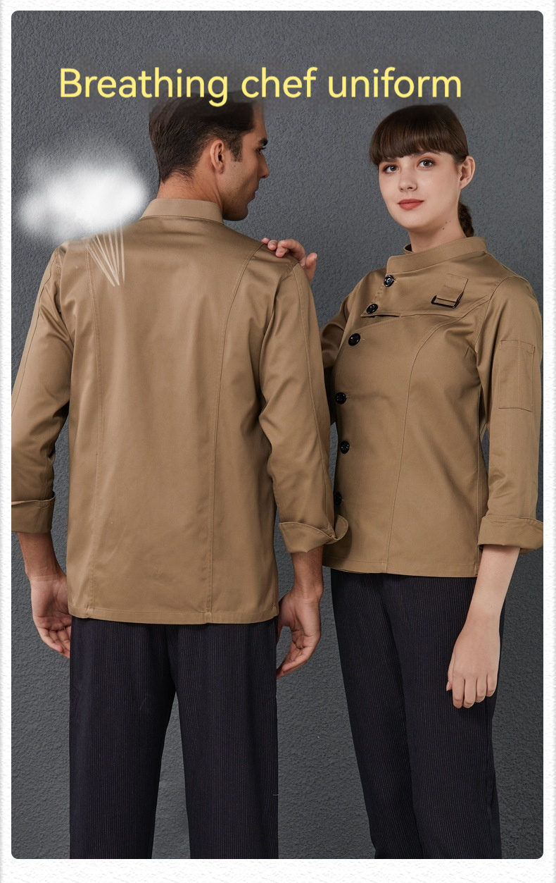 Men's Autumn Hotel Chef Breathable Catering Long Sleeve Tooling Uniform