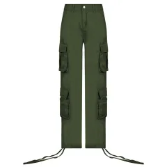 Autumn And Winter Foreign Trade Women's Street Hip Hop Style Low Waist Tooling Denim Pants Casual Pants - Green - View 1