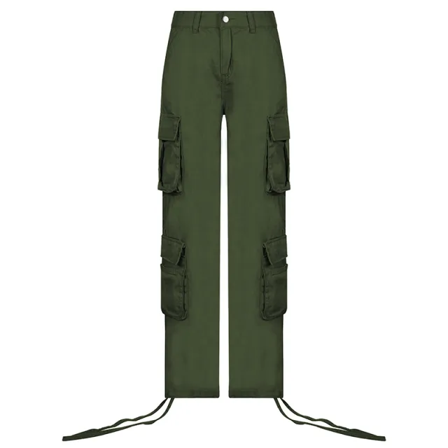 Autumn And Winter Foreign Trade Women's Street Hip Hop Style Low Waist Tooling Denim Pants Casual Pants Green - Shop at LoveMi