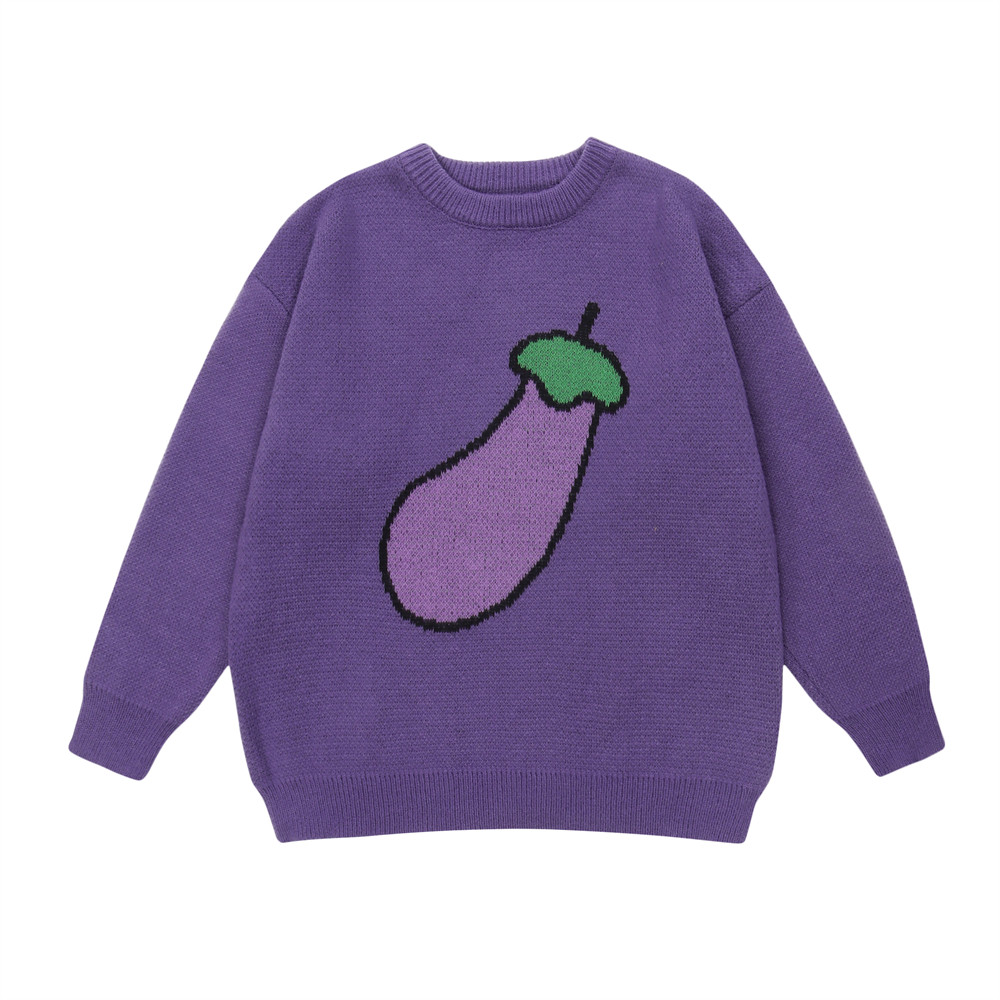 Title 1, Funny Vegetable Fruit Jacquard Round Neck Sweat...